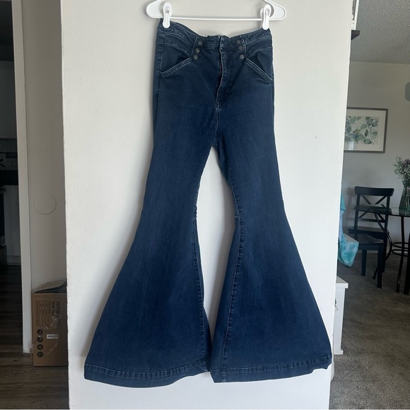 Free People Denim - Free People Blue Flare Wide Leg Jeans